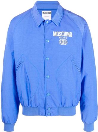Moschino logo-print bomber jacket - men - Polyamide/Polyester - 56 - Blue