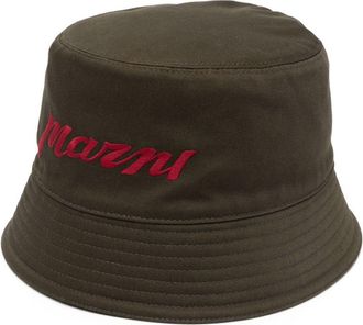 Marni logo-embroidered cotton bucket hat - men - Cotton/Cotton - M - Green