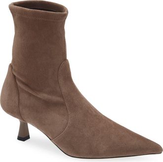 Stuart Weitzman Stuart Supersculpt Pointy Toe Bootie 50 in Taupe at Nordstrom, Size 6.5