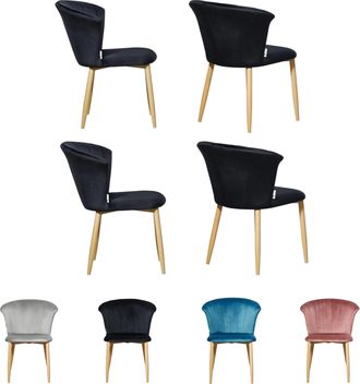 Life Interiors Life Interiors - Juego De 4 Sillas De Comedor Elsa De Terciopelo Sillas - Sillas De Comedor Modernas Tapizadas Con Patas De Madera - Negro
