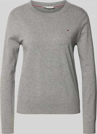 Tommy Hilfiger Regular Fit Strickpullover aus Baumwoll-Mix in Hellgrau Melange, Gr&ouml;&szlig;e XXL