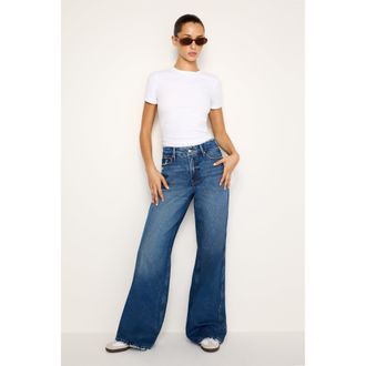 Good American Womens Good Skate Wide Leg Jeans | Indigo, 3 Size 30 Plus | Good American by Khlo&Egrave; Kardashian