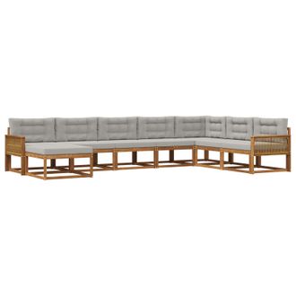 vidaXL Conjunto De Sof&aacute;s De Exterior 8 Pcs Natural Y Gris Claro Vidaxl