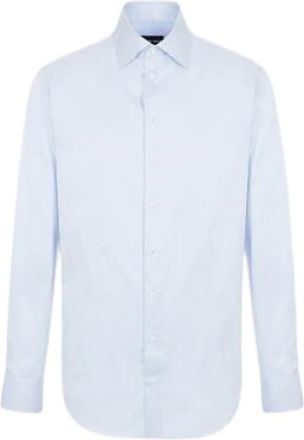 Emporio Armani Poplin Semi-French Collar Overhemd - Heren - Overhemden - Blauw - Maat: 4XL Katoen