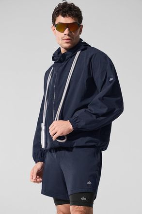 Alo | Vantage Nylon Ripstop Track Jacket in Navy Blue, Size: 2XL