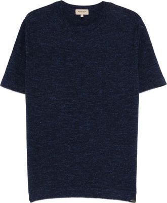 Woolrich Gebreid T-shirt met korte mouwen - Heren - T-shirts - Blauw - M - Katoen - Tops