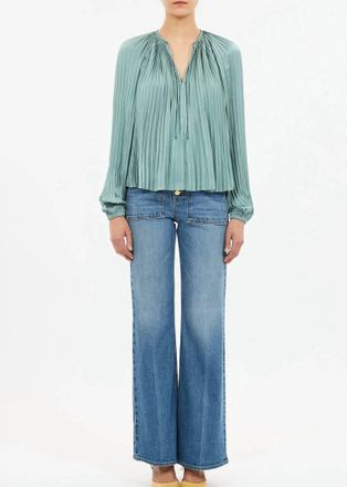 Ulla Johnson Electra Long Sleeve Blouse In Sea Glass