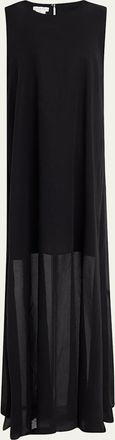 Lafayette 148 New York Sleeveless Layered Side-Slit Maxi Dress