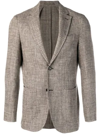 Eleventy single breasted blazer - men - Wool/Linen/Flax/Cotton/Cupro - 50 - Brown
