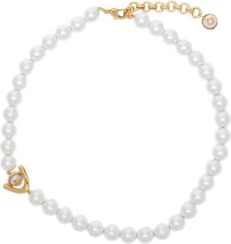 Casablanca Pearl-embellished Logo-pendant Necklace