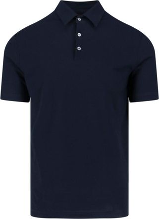 Zanone Short-Sleeve Navy Polo With Classic Collar