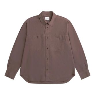Norse Projects Falster Tencel Oversize Shirt - Heren - Casual Overhemden - Bruin - L - Katoen - Overhemden
