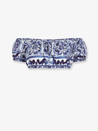 Dolce & Gabbana Top in cotone con stampa Maiolica - DOLCE & GABBANA - gender_Woman