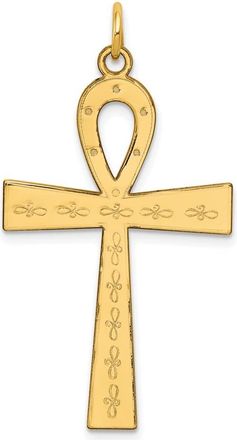 Diamond2Deal 14k Yellow Gold Laser Designed Ankh Cross Pendant