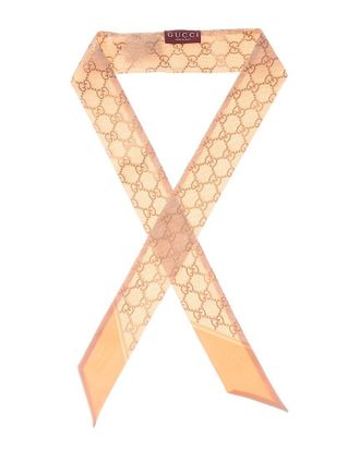 Gucci Gg Logo Printed Silk Neck Bow