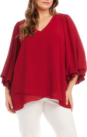 Karen Kane Asymmetric Hem Balloon Sleeve Top in Red at Nordstrom, Size 1 X