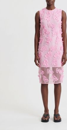 Cecilie Bahnsen Abito midi a tubino in misto seta con spalle scoperte