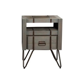 Wanda Collection Mueble para cuarto de ba&ntilde;o de mindi y metal 60 cm gris