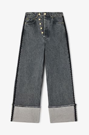 Ganni Grey Baggy Jeans with Double Fly - Size 24W/33L Organic Cotton