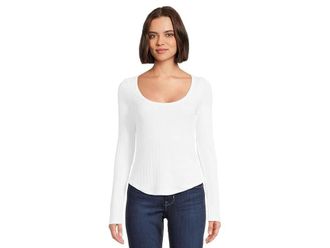 Madewell Pointelle T-Shirts Womens Eyelet White Stretch Long Sleeve JZZ824