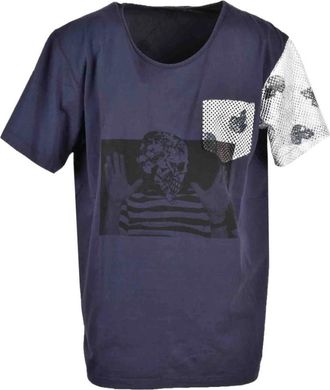 Gabriele Pasini Blauw Print Heren T-shirt - Heren - T-shirts - Blauw - M - Katoen - Tops