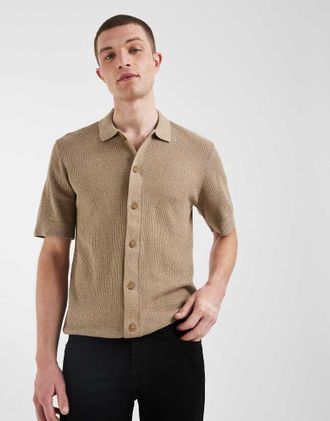 Blend Polo in maglia vestibilit&agrave; classica marrone a righe in 100% cotone