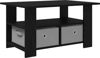 vidaXL Mesa De Caf&eacute; Roble Negro 77 X 55 X 42 Cm Madera De Ingenier&iacute;a Vidaxl