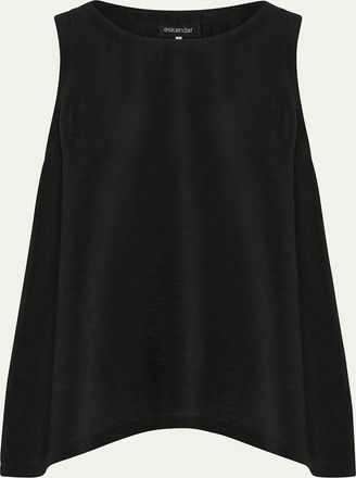 Eskandar Silk Plisse A-Line Sleeveless Top (Mid Plus Length)