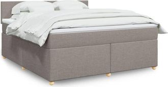 vidaXL Vidaxl - Cama Box Spring Con Colch&oacute;n Tela Gris Taupe 180x200 Cm