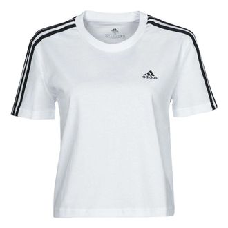 adidas (WMNS) adidas Essentials Loose 3-Stripes Cropped T-Shirt Asia Sizing White Black GL0778