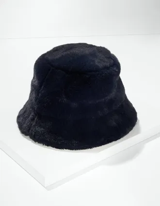 Talbots Faux Fur Bucket Hat - Blue - 001 Talbots