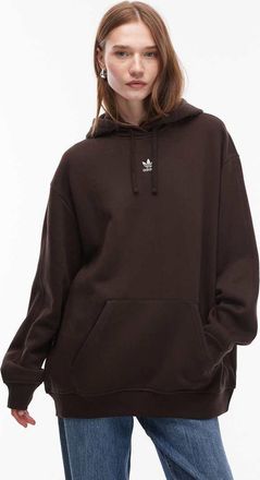 adidas Originals Essentials - Felpa oversize marrone con cappuccio