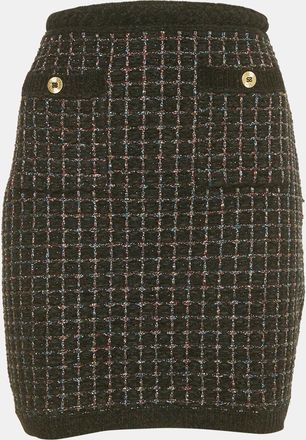 Sandro Black Velvet And Lurex Tweed Mini Skirt