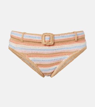 Anna Kosturova Crochet striped cotton bikini bottoms