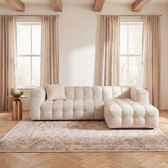 Maisons du monde Sof&aacute; chaiselongue derecho de 4/5 plazas color arena