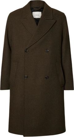 Selected Abrigo largo de lana cruzado - Coats - Hombre - Marr&oacute;n - XL