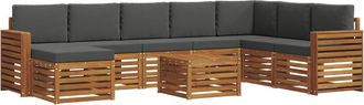 vidaXL Conjunto De Sof&aacute;s De Exterior 9 Uds. Natural Y Antracita Vidaxl