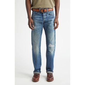 Ralph Lauren Slim Fit Rip & Repair Selvedge Bootcut Jeans in Sutton Wash at Nordstrom, Size 34 X 32