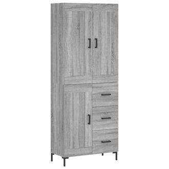 vidaXL Vidaxl - Aparador Alto Madera Contrachapada Gris Sonoma 69,5x34x180 Cm