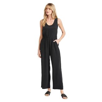 Splendid Alessandra Jumpsuit Womens Black Silk Elastic Waist Ankle JDM2323
