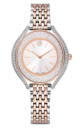 Swarovski Crystalline Aura Bracelet Watch, 35mm x 40mm in Silver/pink at Nordstrom