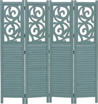 Hhg [nunca Usado] Biombo T568, Separador De Ambientes, Mampara, Protecci&oacute;n Visual, Divisi&oacute;n De Espacios, Con Motivos Decorativos, Plegable, Madera De Paul