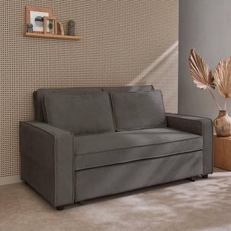 Sweeek 2-seater Corduroy Sofa Bed in Grey