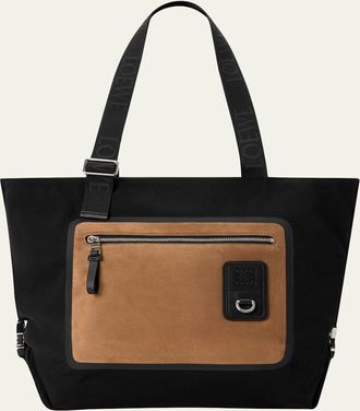 Loewe Mens Flex Zipped Tote Bag in Canvas & Suede