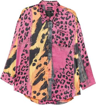 R13 Animal-print Panelled Shirt