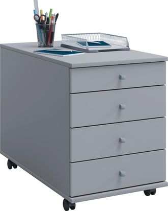ebuy24 Vcm Roll Container Contenedor Lateral Con Cajones Dimensiones Aprox. Al. 57 X An. 42 X P. 75 Cm Contenedor De Oficina - Lona (gris)