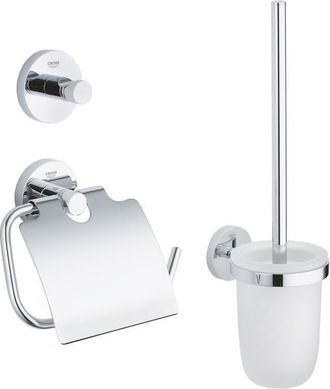 GROHE Essentials Juego De Accesorios 3 En 1: Soporte De Pared + Escobillero Y Soporte + Portarrollos De Papel Higi&eacute;nico, Cromo ( - Grohe