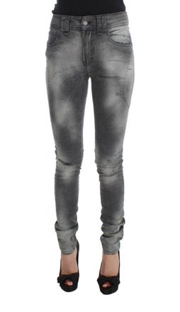 John Galliano Grijs Gewassen Katoenmengsel Slim Fit Denim Jeans Broek