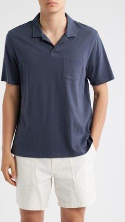 Treasure & Bond Lived In Johnny Collar Slub Cotton Pocket Polo in Navy India Ink at Nordstrom Rack, Size Xx-Large