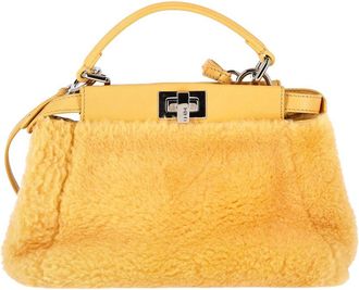 Fendi Fendi Yellow Sheep Skin Mini Peekaboo Shearling Handbag (Authentic Pre-Loved)